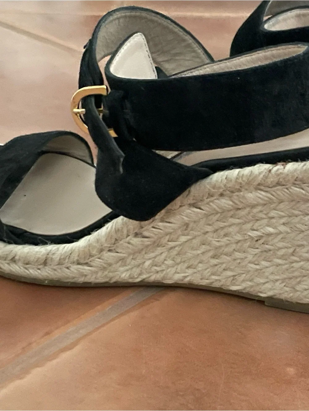 Stuart Weitzman Black Suede Espadrille Wedge - Picture 5 of 8